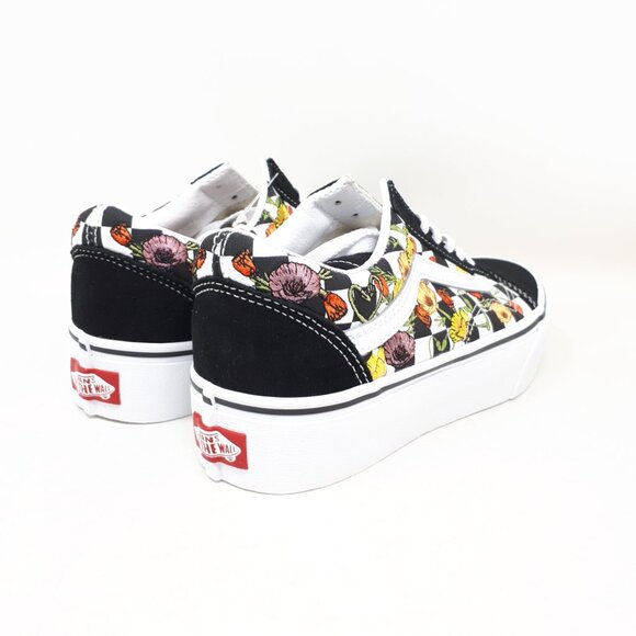 Vans Old Skool Stacked Platform Shoe Sneaker Poppy Floral Black Womens Size NEW - Picture 5 of 11